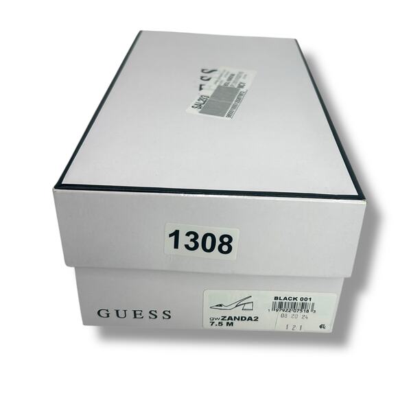 GUESS Zanda Slingback Block Heel Pumps Black Patent Size 7.5 Pointy Toe Heels - Picture 7 of 12